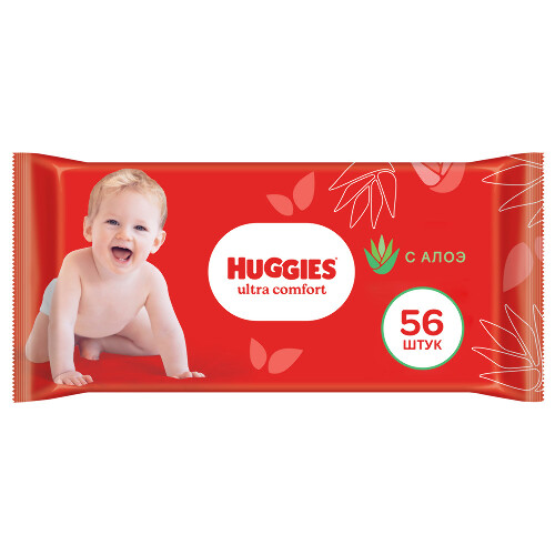 Huggies ultra comfort aloe влажные салфетки 56 шт.