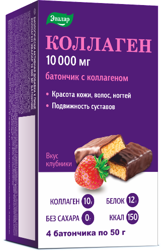 Коллаген эвалар 10000 мг батончик массой 50 гр 4 шт.