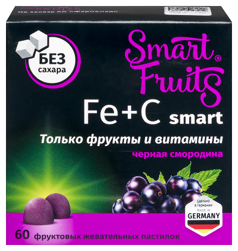 Smart fruits fe+c смарт 60 шт. пастилки жевательные массой 2,5 г