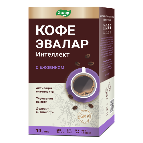 Кофе эвалар интеллект 10 шт. саше-пакет массой 8 гр