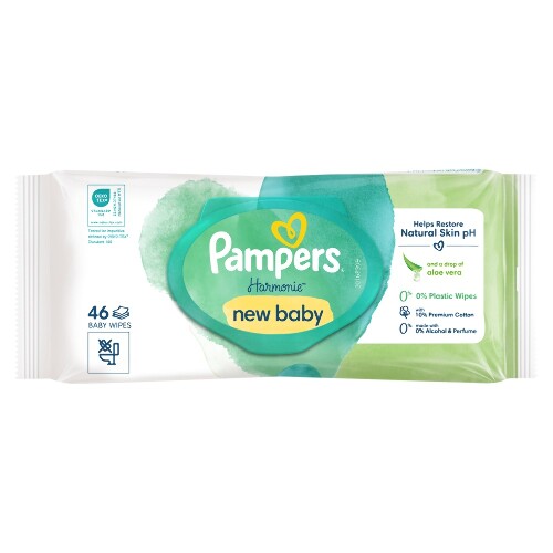 Pampers салфетки влажные детские harmonie new baby 46 шт.