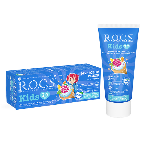 Rocs зубная паста kids фруктовый рожок со вкусом мороженого 45 гр